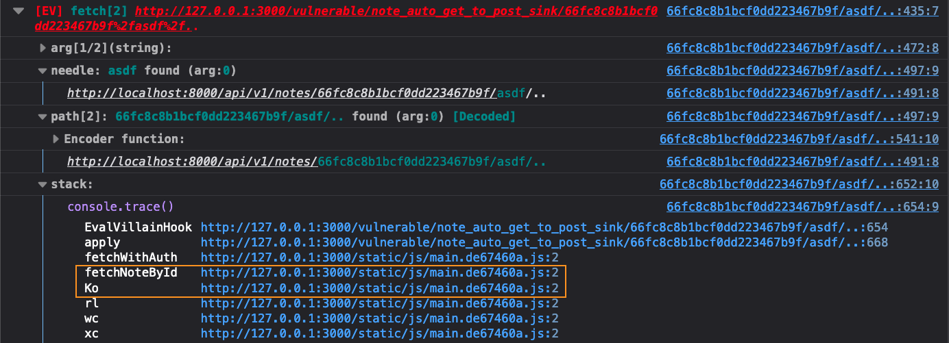 Stack trace from CSPT sink