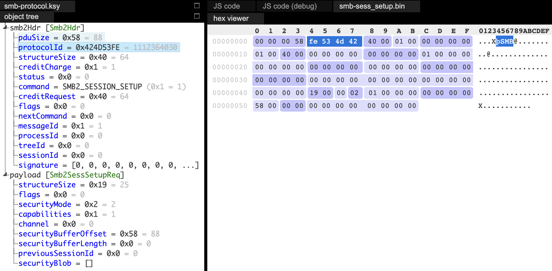 Kaitai with SMB grammar